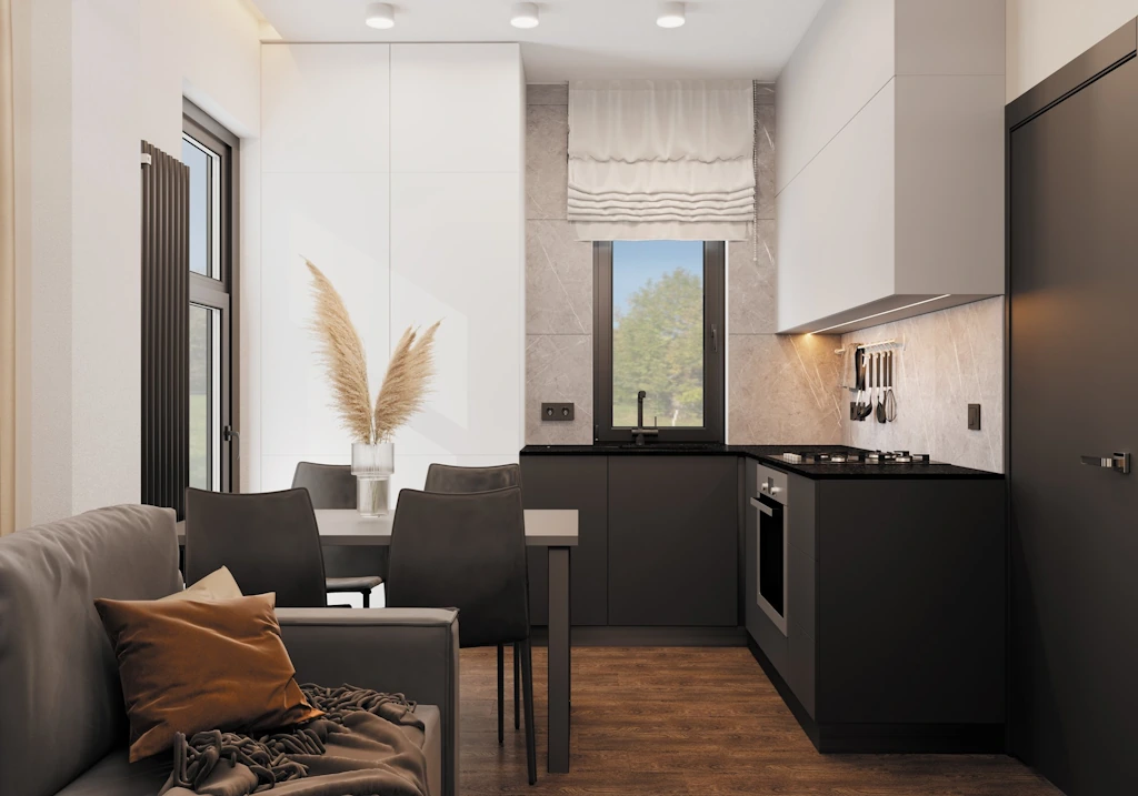 Планировочное решение гостиной и кухни