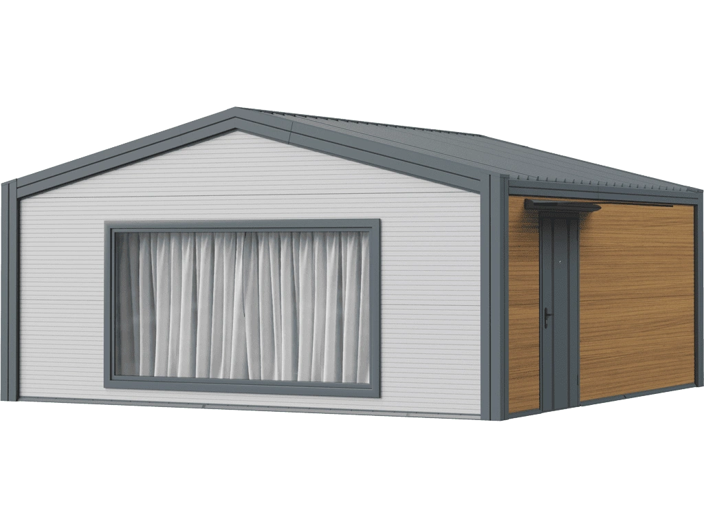 Одноэтажный дом Фахверк вид со стороны двери