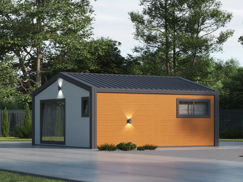 Дом одноэтажный Фахверк вид со стороны окна