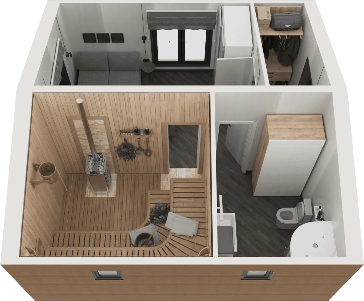 Планировочные решения бани вид сверху